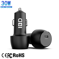 IBD nouveauté 30 W PD USB C 1 Port chargeur de voiture 30 Watts charge rapide pour téléphones mobiles Mini chargeur de voiture écouteur Pd 3.0