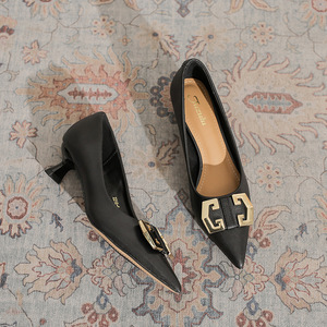 Zapatos de Tacón Alto para Mujer, con Punta Cuadrada, de Charol, con Hebilla Dorada, Tacón Cuadrado, Sin Cordones, Transpirables, para Oficina, Verano/Invierno - Product Image 3