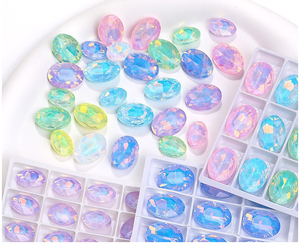 Cristal de vidrio K9 de alta gama, ovalado, con forma de huevo de paloma, color moca, con diamantes, precio de fábrica, gran stock, envío a todo el mundo - Product Image 1