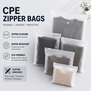 Bolsas con Cierre CPE Transparentes, Reutilizables, Duraderas, Protectoras, Resistentes al Agua, Ecológicas, para Ropa - Product Image 1