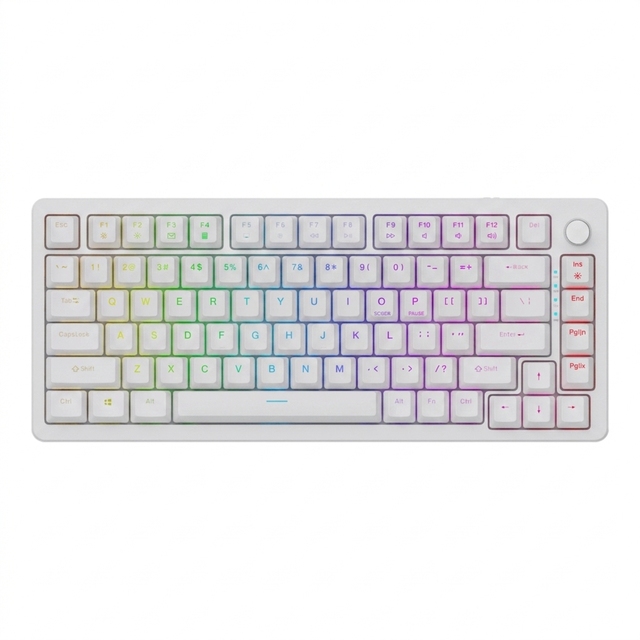 82 Keys 3 Mode Gasket Mechanical Keyboard RGB Hot Swap PBT Keycaps Volume Knob