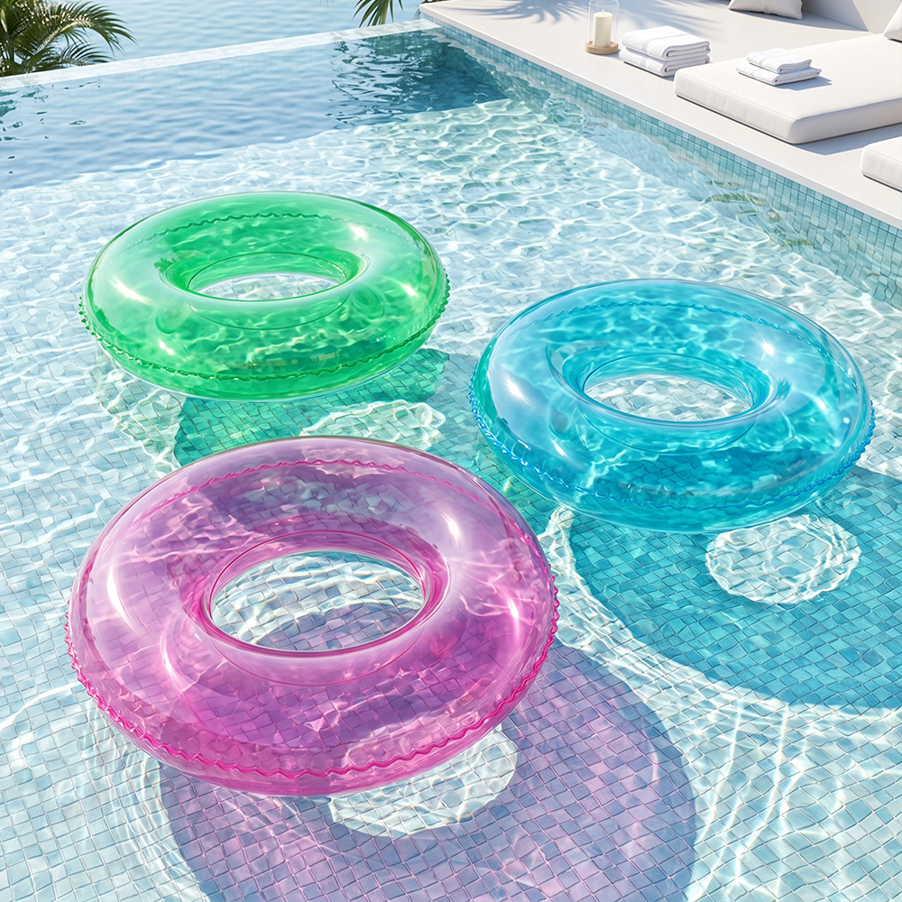 Flotador Inflable De Flores Transparente Para Piscina – Anillo De Natación Resistente, Ideal Para Fiestas Acuáticas