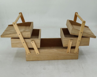 Boîte à couture extensible-Boîte en bois pour couturière pour le stockage des bobines de fil-Boîte de rangement pour kit de couture avec poignée-Panier à coudre en bois