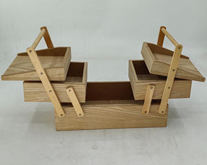 Boîte à couture extensible-Boîte en bois pour couturière pour le stockage des bobines de fil-Boîte de rangement pour kit de couture avec poignée-Panier à coudre en bois - Product Image 5