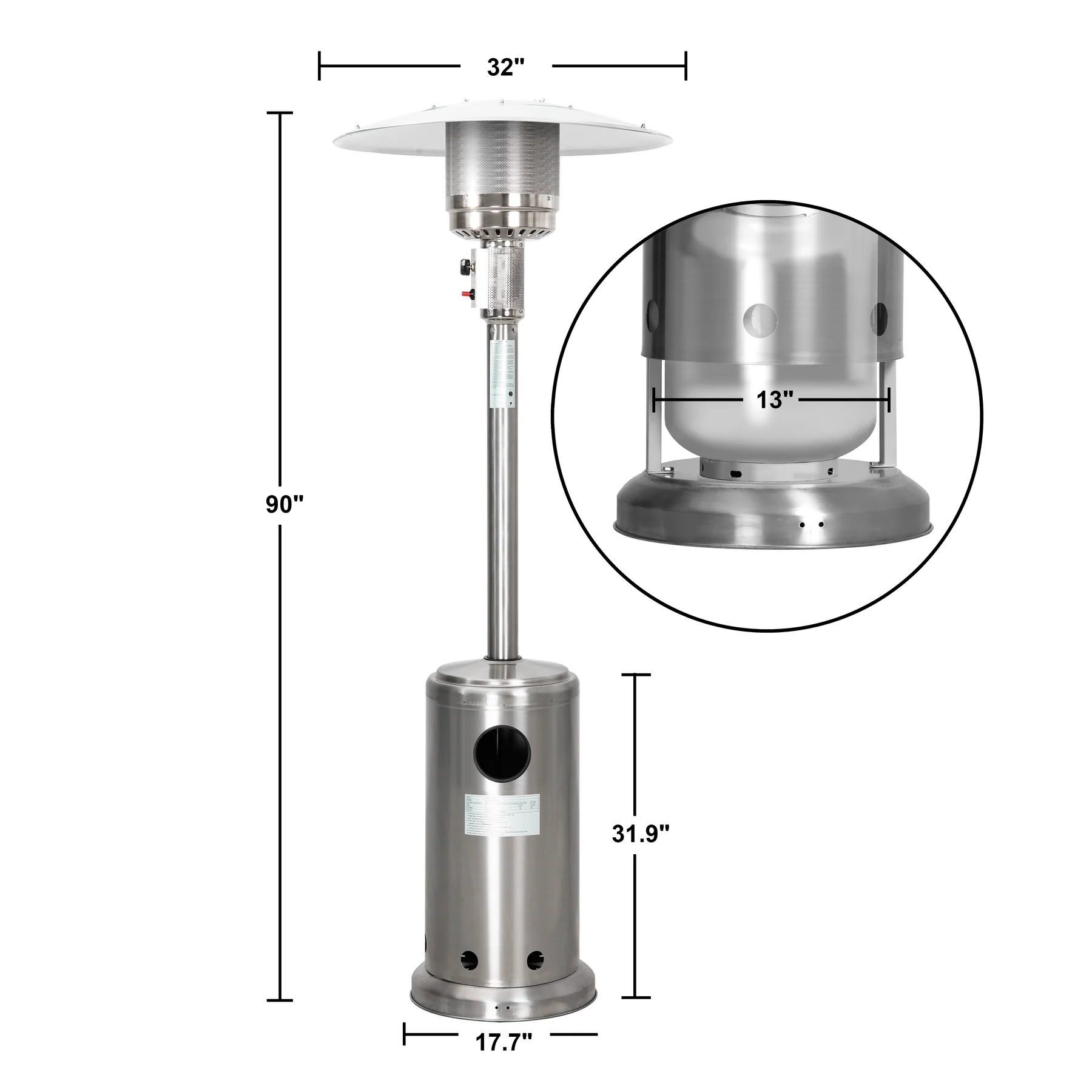 Portable Stainless Steel Ethanol Fire Pit Heater Mushroom Style