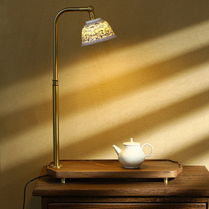 Lámpara de mesa de estilo chino con pantalla de porcelana azul y blanca, cuello flexible, E27, Led, 220V, para iluminación ambiental de mesa de té - Product Image 1