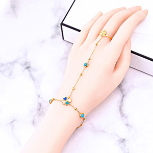 Pulseras de Dedo de Acero Inoxidable 316L que No se Deslustran, Chapadas en Oro PVD de 14k y 18k, Cadena de Mano para Novia, Anillo de Pulsera para Mujer - Product Image 4