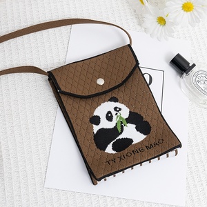 Customized K-Style Panda Shoulder Crossbody Knitted Bag Southeast Asian Cross-Border Niche Handbag Logo Promotional Backpacks