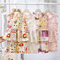 Groothandel 2026 Nieuwe Zomer Kindermeisjes Trendy Zoete Comfortabele Cartoon Tanktop Shorts Kleding Tweedelig Set