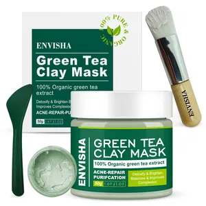 Envisha Beauty Free Designed Private Label Peel Off Clay Mud Mask Cleansing Anti Acne Organic Green Tea Facial Mask