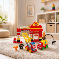 Ensemble de blocs de construction de pompier en plastique ABS, jouet de caserne de pompiers, blocs de construction sur le thème du transport pour enfants