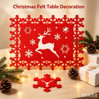 Joyeux Noël – Sous-verres et sets de table en feutre non tissé écologique de 2 mm d'épaisseur, motifs de dessins animés mignons, pour la décoration de la maison et des repas de Noël