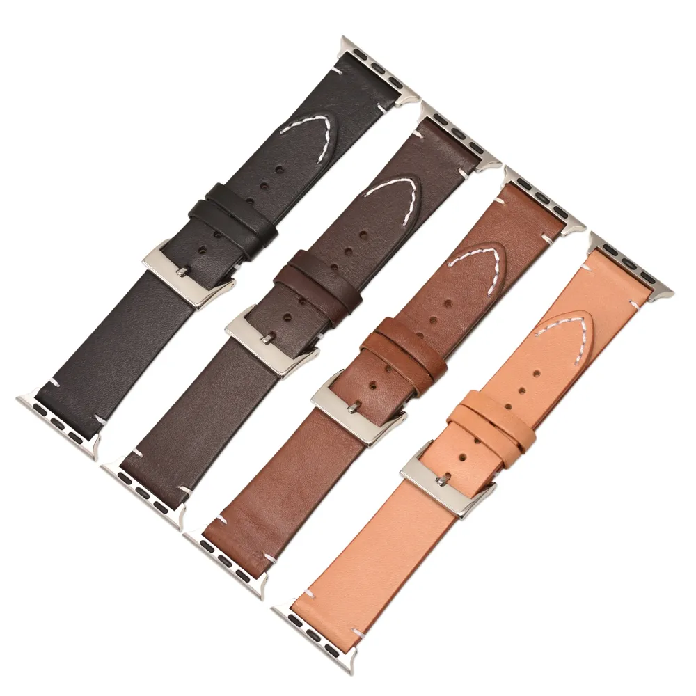 Bracelet de montre souple en cuir d'agneau durable de haute qualité Logo personnalisé unisexe adapté à la montre Apple 38/40/41mm 42/44/45mm