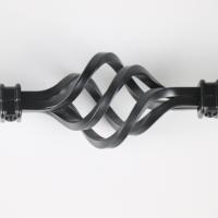 Balustres et poteaux d'escalier en fer forgé noir ajouré, design double torsion, résistants à l'eau et à la rouille, à fixation au sol pour villa