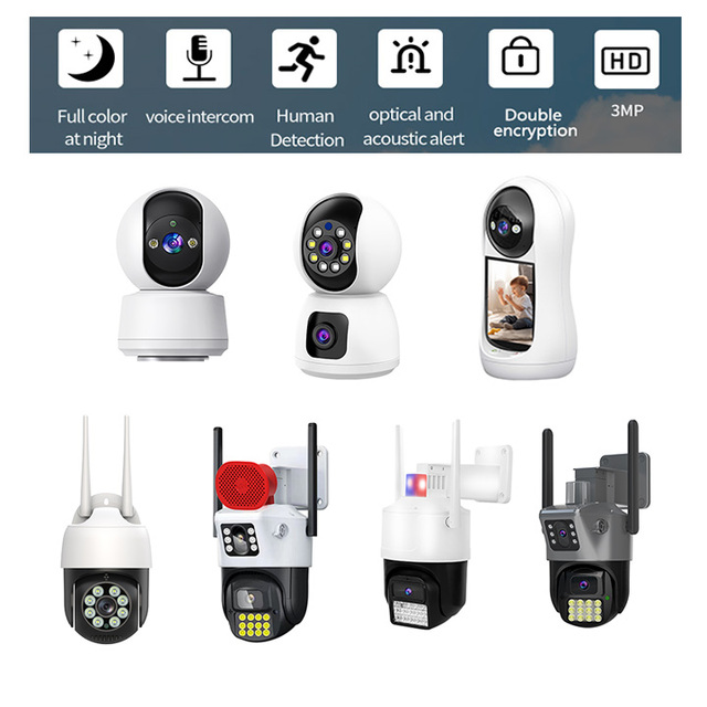 6MP 4K Single/Dual Lens Sound and Light Alarm Night Vision Wifi Ptz Outdoor Cctv Security IP Camera