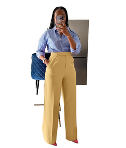 Einfarbige Bürohose für Damen im klassischen Stil mit hoher Taille Neues Produkt-Straight-Hose mit Reiß verschluss für den Sommer - Product Image 1