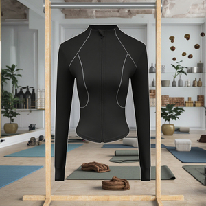Chaqueta de pista para correr y Yoga con cremallera completa para mujer con agujeros para los pulgares, chaqueta de entrenamiento de manga larga ligera para Fitness, ropa deportiva personalizada - Product Image 2