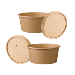 卸売持ち帰りクラフト紙ボウル蓋容器ヌードル包装カスタム使い捨て生分解性スープカップ - Product Image 1