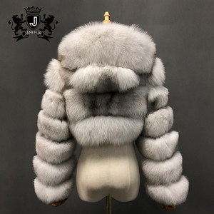 Manteau de fourrure <span class=keywords><strong>court</strong></span> de ventre de conception de mode avec le manteau de fourrure de renard à capuche à manches longues - Product Image 5