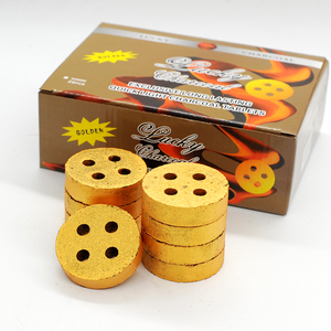 Prezzo di fabbrica rotondo 50mm 20 pezzi carbone dorato narghilè luce rapida carbone fortunato Bakhoor No Spark <span class=keywords><strong>Barbecue</strong></span> 4 fori carbone - Product Image 2