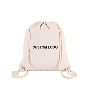 Hot Sale Custom Logo Eco Friendly Plain Natural Shopping Cotton Bag Draw String <b>Backpack</b> Cotton Canvas <b>Drawstring</b> <b>Backpack</b> - Product Image 1