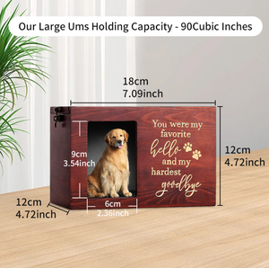 Sıcak yeni tasarım büyük ahşap cenaze kremasyon çömleği saklama kutusu anıt köpek kedi ahşap evcil hayvan vazosu fotoğraf için çerçeve ile - Product Image 2