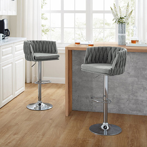 Luxe Draaibare Hydraulische Gaslift Verstelbare Contrahoogte Industriële Barstoelen Met Ronde Basis Voor Eetkamer En Woonkamer - Product Image 1