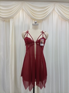 Vendita Diretta dalla Fabbrica ODM Camicia da Notte Sexy in Nylon con Apertura Frontale, Pizzo a Rete e Fiocco Erotico per Donne - Product Image 6