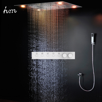 Ensemble de douche LED moderne pour plafond, grand système de douche pluie cascade 600*800 MM, robinet de douche thermostatique de luxe pour salle de bain