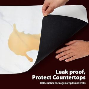 Tapis de séchage de vaisselle <span class=keywords><strong>pour</strong></span> comptoir de cuisine Tampon de séchage de vaisselle super absorbant avec tapis arrière en caoutchouc antidérapant <span class=keywords><strong>pour</strong></span> Machine à café - Product Image 2