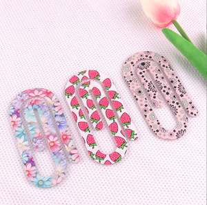 Impression de fleurs DIY Design Notebook Clip de fichier Logo personnalisé Jumbo Trombones Sublimation Blanc Acrylique Trombone - Product Image 2