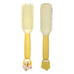 Pettine antistatico per capelli gialli con ciondolo a forma di cartone animato, strumento per lo styling e lo sfogliamento dei capelli per donne/ragazze, impugnatura ergonomica - Product Image 1