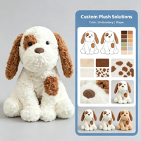 Boneka Anjing Plushie Custom, Lembut, Berbulu Keriting, Berbintik, untuk Hadiah dan Dekorasi Rumah