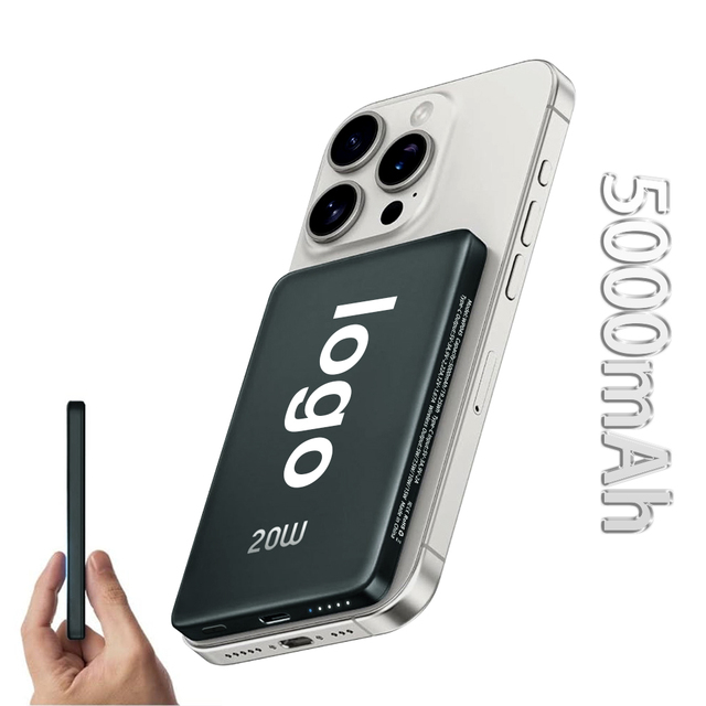Toptai 5000mAh ultra Slim Magnetic Wireless Charging Power Bank   Fast Charging 20W Type-C 15W Wireless Input