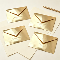 Enveloppe en carton réfléchissant doré effet miroir, personnalisable avec logo par estampage à chaud, pour cartes de remerciement et invitations de fête