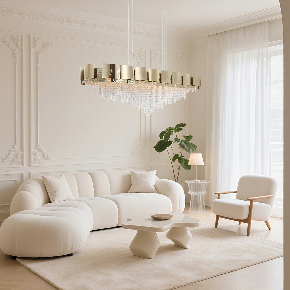 Modern Restaurant Fixture Round Drop Crystal Led Living Room RGB Lamp Pop Luxury Design Ceiling Light · image 6