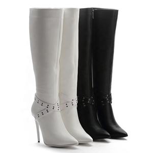 Bottines sexy à bout pointu, doublure courte en peluche faite à la main, bottes hautes pour femmes, mode, bande croisée, fermeture éclair latérale, <span class=keywords><strong>taille</strong></span> plus <span class=keywords><strong>43</strong></span> - Product Image 6