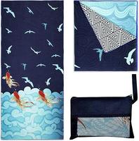 Double Sided Printing Wholesale Light Weight Customized Patterns Super Soft Microfiber Beach Towel with Two Sides Brushed Fleece