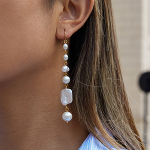 Drop Earrings Freshwater Pearl Tassel Geometric Shape Women's Everyday Wear - Product Image 2