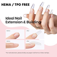 Gel dur Hema TPO Free pour extension d'ongles UV, auto-nivelant, faible chaleur, rose nude pailleté, OEM, logo personnalisé, fournisseur d'usine