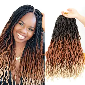 18 inch 24 stands 100g synthetic ombre dreadlock hair braids gypsy locs curly Africa Twist Goddess faux locs