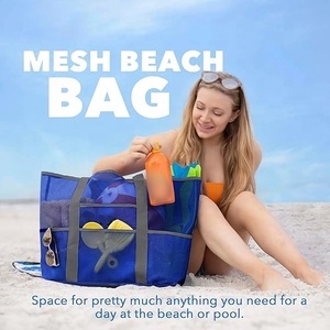 กระเป๋าผ้าโพลีเอสเตอร์ PVC แบบเปิดโล่งปราศจากทรายสำหรับกลางแจ้งกระเป๋าโท้ททำจากโพลีเอสเตอร์น้ำหนักเบาออกแบบโลโก้ได้ตามต้องการ - Product Image 4