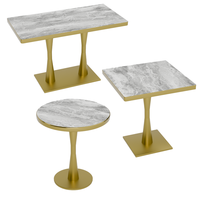 Table de salle à manger moderne en acier inoxydable, couleurs personnalisables, design robuste pour restaurant et salon