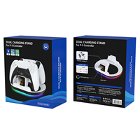 NOUVEAU Support de charge rapide pour manette PS5, station de charge sans fil avec câble USB et modes d'éclairage, affichage LED