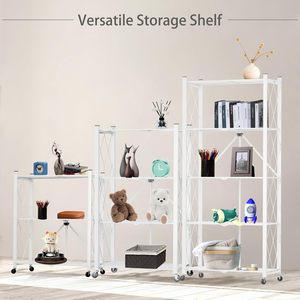 Étagère de rangement pliable multi-niveaux en métal moderne pour cuisine, présentoir portable sur pied - Product Image 3