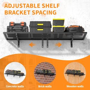 Étagères murales de <span class=keywords><strong>garage</strong></span> JH-Mech <span class=keywords><strong>avec</strong></span> panier en fil métallique, forte capacité de charge, étagères de rangement en fer pour <span class=keywords><strong>garage</strong></span> - Product Image 3