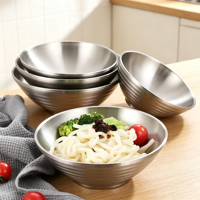 Bol à ramen japonais en acier inoxydable à double paroi incassable, bol de service pour pâtes, bol à soupe de nouilles