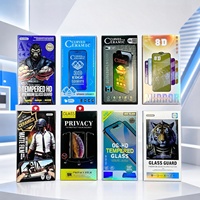 Protecteur d'écran en verre trempé céramique 9H avec boîte de vente au détail en carton, film de protection pour téléphone 8D miroir 3D bord à bord, emballage suspendu personnalisé