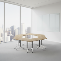 Table de formation mobile pliante en bois moderne LIWEI avec roulettes, bureau de conférence portable pliable