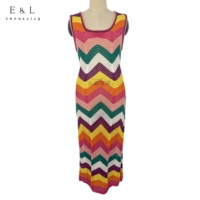 Robe pull en maille décontractée pour femmes E&L OEM, mode été, respirante, col carré, moulante, sans manches, longueur maxi, simple